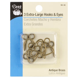 Dritz - Hooks & Eyes - Extra Large - Antique Brass