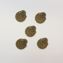 Artfull Embellies - Medium Clock Face Charms - Antique Bronze