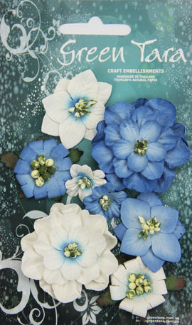 Green Tara Flowers - Fantasy Blooms - Bright Blue