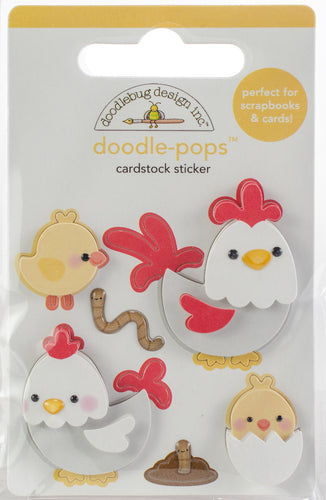 Doodlebug Design Inc - Doodle-Pops Cardstock Sticker - Hen & Chicks