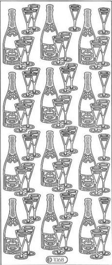 PeelCraft Stickers - Champagne Bottles & Glasses  - Gold (PC1068G)
