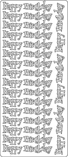 PeelCraft Stickers - Happy Birthday - Silver (PC2732S)