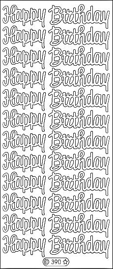 PeelCraft Stickers - Happy Birthday - Black (PC390BK)
