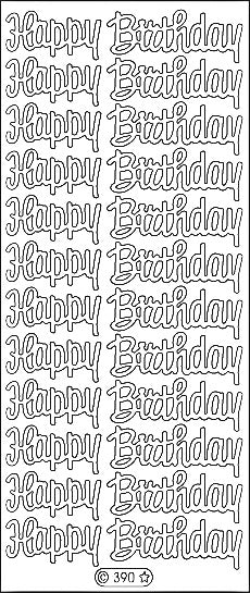 PeelCraft Stickers - Happy Birthday - Black (PC390BK)