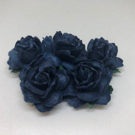 Cottage Roses - Navy 25mm (5pk)