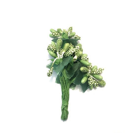 Artfull Stamens - Medium Beaded Cluster with Leaves - Green