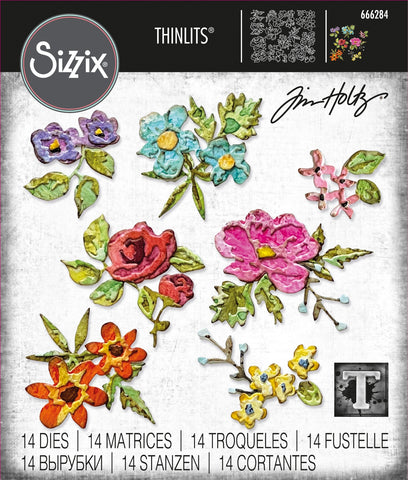 Sizzix - Tim Holtz Tinlits - Brushstroke Flowers Mini (666284)
