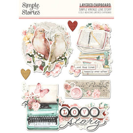 Simple Stories - Simple Vintage Love Story - Layered Chipboard (6pc)