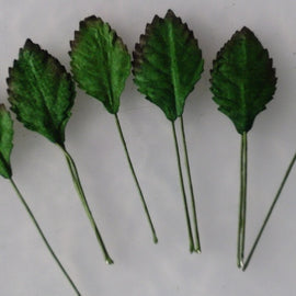 Mulberry Paper Rose Leaves - Green 25mm (30pk)
