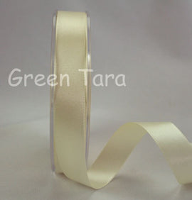 Green Tara Double-Sided Satin Ribbon - 6mm - Ivory