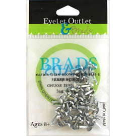 Eyelet Outlet and Brads - 4mm Round Brads - Shiny Silver