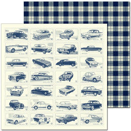Craft Co - Pavlova Heritage - 12x12 Paper Classic Cars Navy