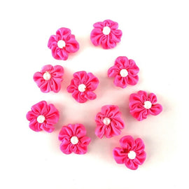 Artfull Embellies - Fabric Flowers - Small Satin - Hot Pink