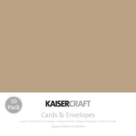 Kaisercraft - Cards and Envelopes Pack - Square Kraft (10pk)