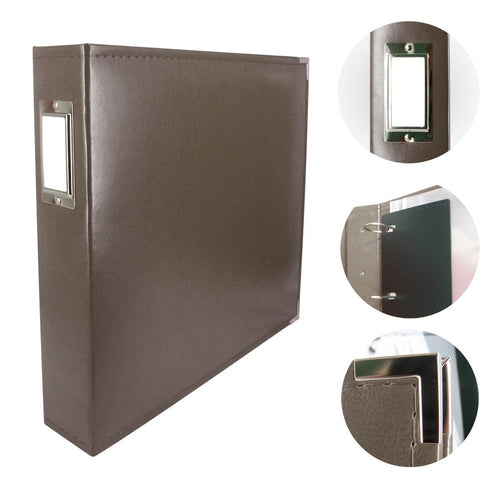 Couture Creations - Classic Leather D-Ring 12x12 Album - Dark Brown
