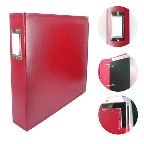 Couture Creations - Classic Leather D-Ring 12x12 Album - Red