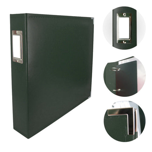 Couture Creations - Classic Leather D-Ring 12x12 Album - Forest Green