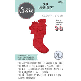 Sizzix - Kathrin Breen 3D Textured Impresslits - Mini Christmas Stocking