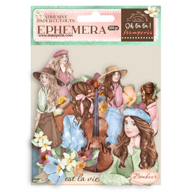 Stamperia - Create Happiness Oh La La! - Ephemera "Girls & Flowers" (Adhesive)