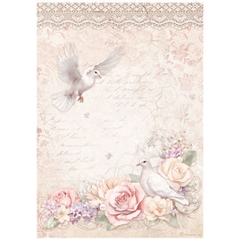 Stamperia - Romantic Collection - Romance Forever - A4 Rice Paper "Doves"