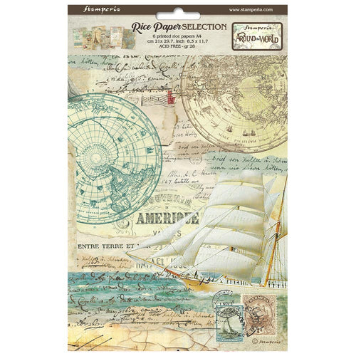 Stamperia - Around the World - A4 Assorted Rice Papers (6 Sheets)