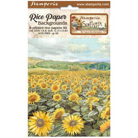 Stamperia - Sunflower Art - A6 Assorted Rice Papers "Backgrounds" (8 Sheets)