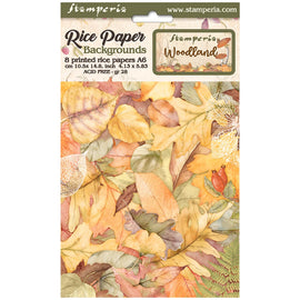 Stamperia - Woodland - A6 Assorted Rice Papers "Backgrounds" (8 Sheets)