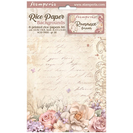 **Pre-Order** Stamperia - Romantic Collection - Romance Forever - A6 Assorted Rice Papers "Backgrounds" (ETA Beg Feb 24)