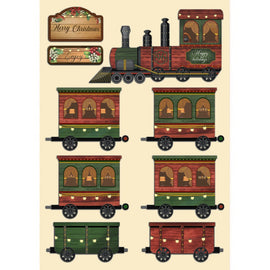 Stamperia - Classic Christmas - Coloured Wooden Frame A5 - Christmas Train