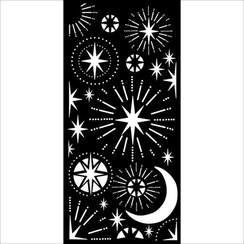 Stamperia - Christmas Greetings - Stencil 12x25cm -  Christmas Stars & Moon