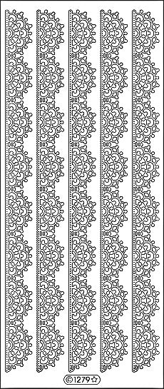 PeelCraft Stickers - Lace #5 Ribbons - Silver (PC1279S)