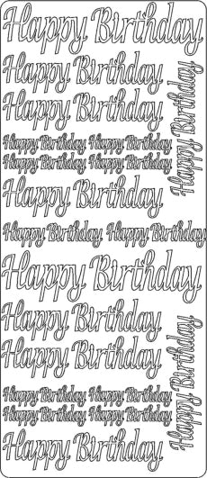 PeelCraft Stickers - Happy Birthday Large Text - Black (PC2694BK)