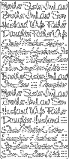 PeelCraft Stickers - Relations Assorted Text - Gold (PC2719G)