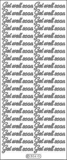 PeelCraft Stickers - Get Well Soon - Silver (PC304S)