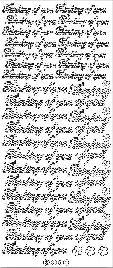 PeelCraft Stickers - Thinking of You Text - Black (PC305BK)