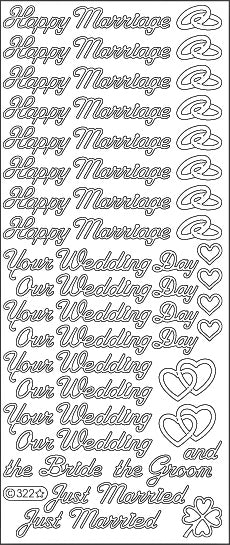 PeelCraft Stickers - Wedding Assorted Text - Gold (PC322G)