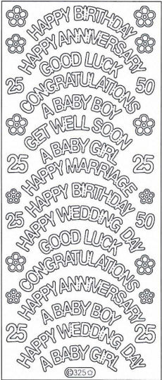 PeelCraft Stickers - Large Greetings Assorted Text - Black (PC325BK)