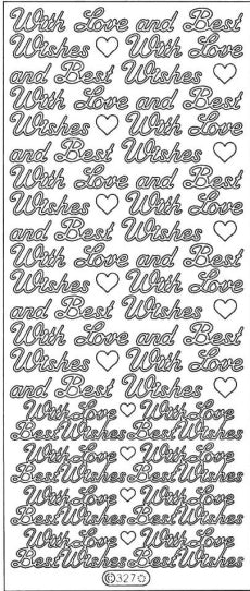 PeelCraft Stickers - With Love/Best Wishes - Silver (PC327S)