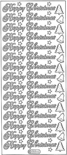 PeelCraft Stickers - Happy Christmas - Silver (PC355S)