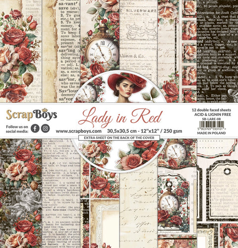 Scrapboys - Lady in Red - 12 x 12 Paper Pad