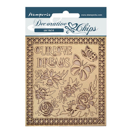 Stamperia - Romantic Collection "Garden Of Promises" - Decorative Chips (14x14cm) "Our Love, Dreams"