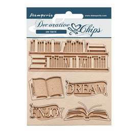 Stamperia - Vintage Library - Decorative Chips (14x14cm) "Dream & Enjoy"