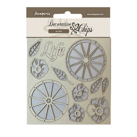 Stamperia - Blue Land / Roseland - Decorative Chips (14x14cm) - Life Wheels
