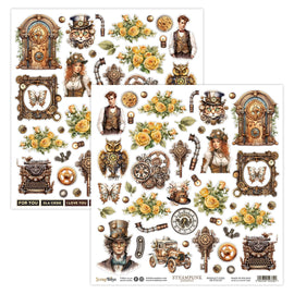 Scrapboys - Steampunk Journey - 12x12 Paper "Seven" (Fussy Cut Sheet)