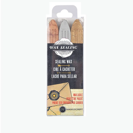 Manuscript Sealing Wax with Wick - Gold, Silver & Bronze (3pk)