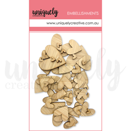 Uniquely Creative - Hey Baby Girl Embellishments - Wooden Mixed Hearts (70pk)