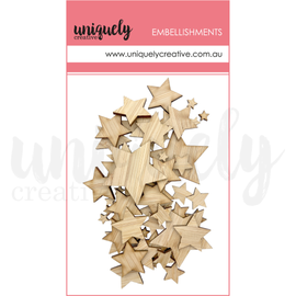 Uniquely Creative - Hey Baby Boy Embellishments - Wooden Mixed Stars (70pk)