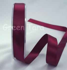 Green Tara Double-Sided Satin Ribbon - 6mm - Burgandy
