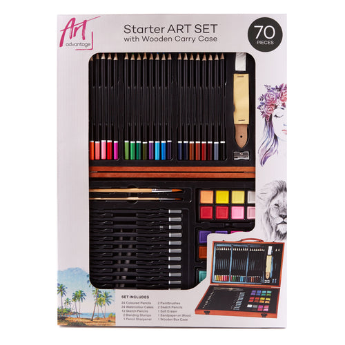 Art Advantage - Starter Art Set with Wooden Carry Case (70pc)