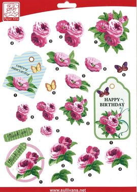 Sullivans - 3D Die Cut Decoupage Paper - Happy Birthday